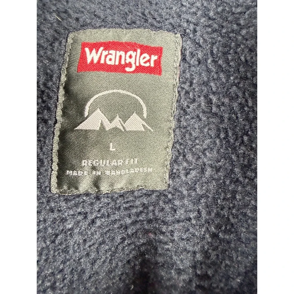 Wrangler Men's Outdoor Overlay Navy Fleece Button Up Shirt Large Warm